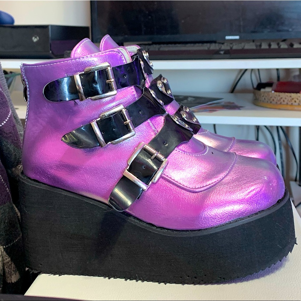 Purple Chrome Platform Boots